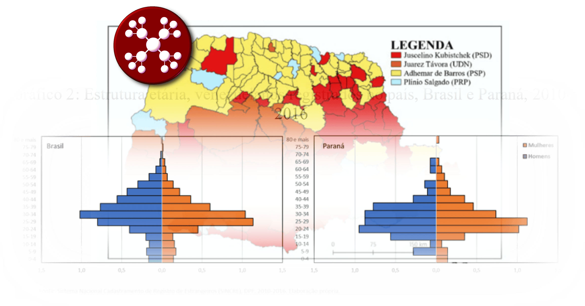 Imagem decorativa com gráfico e mapa representando as atividades do ObPPP