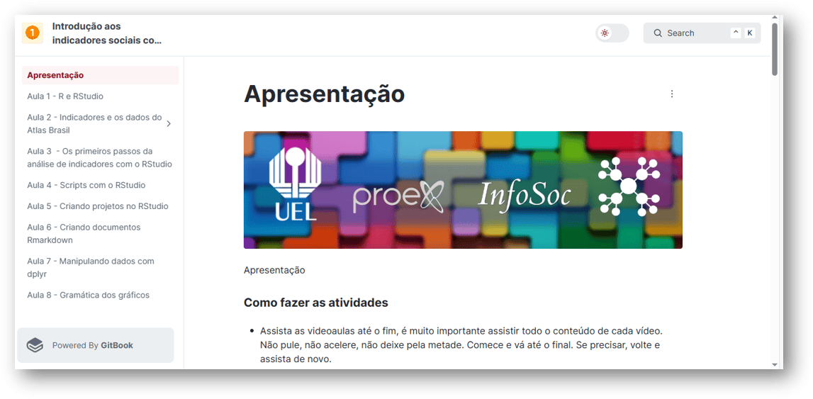 Imagem de apresentação da tela inicial do curso Introdução aos indicadores sociais com R e RStudio