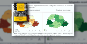 Capa do livro Migrações Internacionais e Gênero e gráfico comparativo de refugiados do Paraná